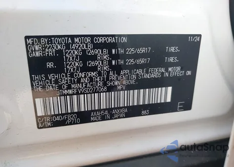 2025 Toyota Rav4 Hybrid Le from USA, damaged, VIN JTMMWRFV9SD277068
